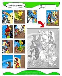 Puzzle Kes Yapıştır Çalışma Sayfaları
